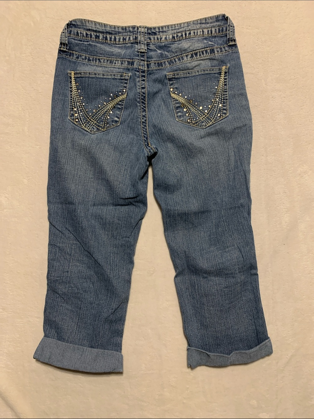 ANA Capris cuffed denim bling pockets size 4